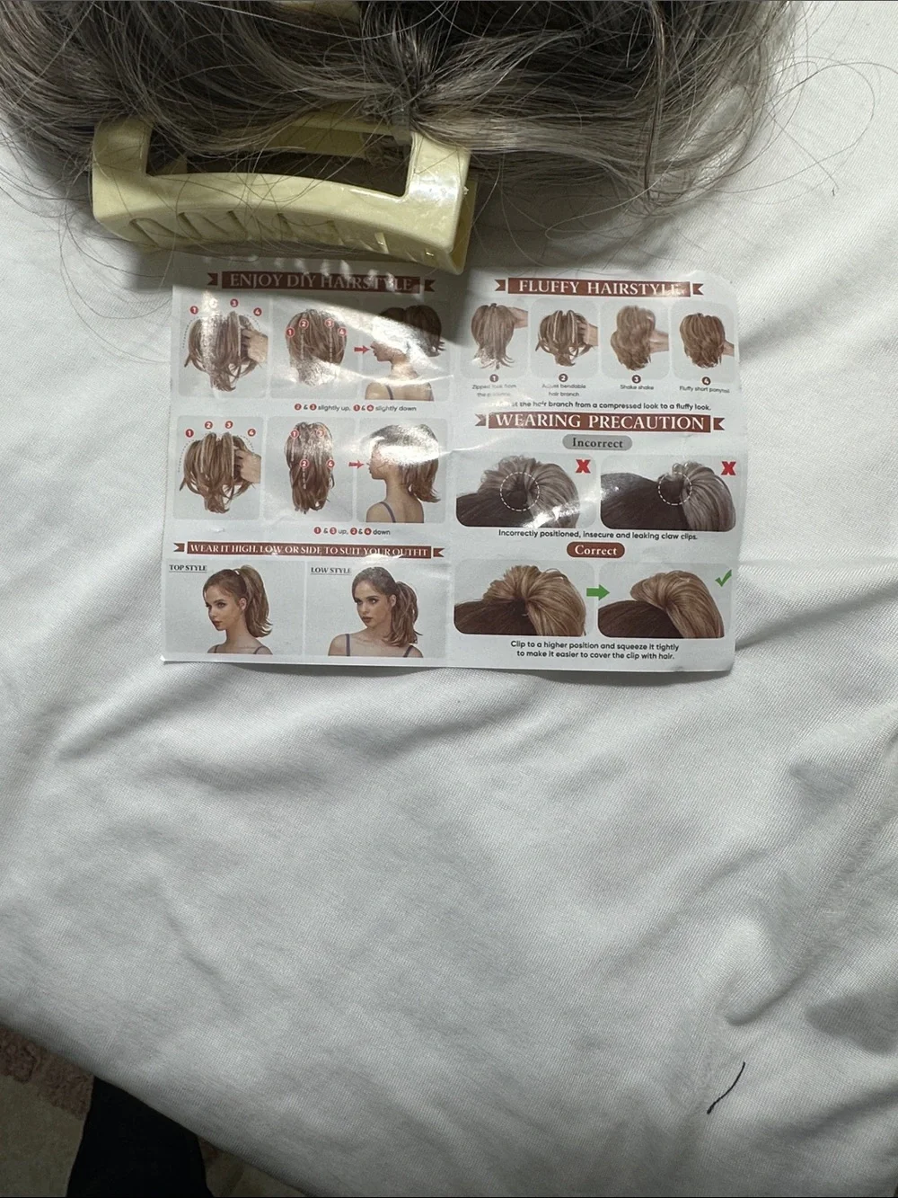 Stylish Curly Hairpiece in Ash Brown with Silver Highlights NWT